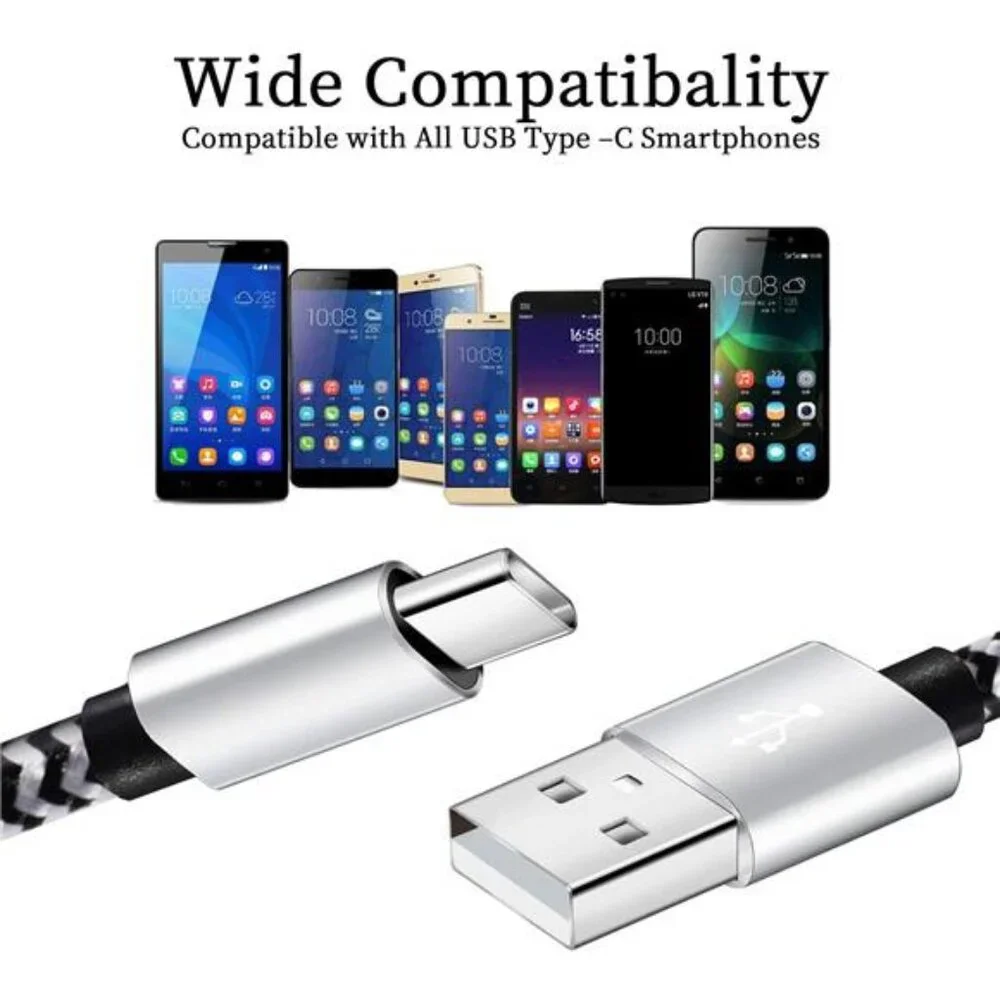 USB Type c Cable, 5 Pack (6FT) Nylon Braided USB C Cables 3A Fast Charging